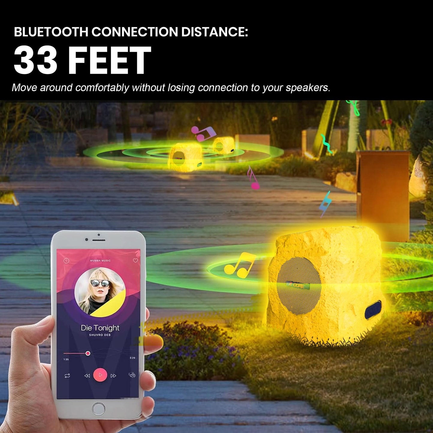 5Core Outdoor Wireless Speakers Bluetooth Rock Waterproof Linkable TWS Garden Speaker BROWN 1 PC